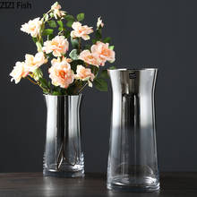 Серебряная градиентная стеклянная ваза, креативная форма, прозрачные настольные вазы, гидропоника, цветочная композиция, Современное украшение для дома 2022 - купить недорого