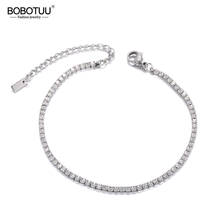 BOBOTUU Sparkling CZ Crystal Charm Bracelets Bangles For Women Girls Stainless Steel Link Chain Bohemia Beach Bracelet BB19108 2024 - buy cheap