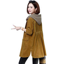 2022 Corduroy Jacket Women New Spring Autumn Middle Aged Mother Hooded Jacket Female Casual Loose Outerwear Tops R739 2024 - buy cheap