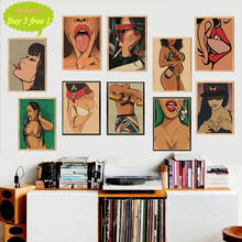 Сексуальный постер для девочек, настенный стикер для дома, крафт-бумага, постеры и принты, художественный декор для стен 2024 - купить недорого