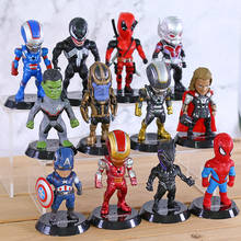 Los vengadores de Marvel de 12 unidades, Iron Man, Thanos, Ant Man, Spiderman, Thor, Hulk, Deadpool, Venom, regalo de juguete de figura de PVC 2024 - compra barato