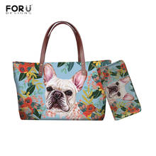 FORUDESIGNS/женские неопреновые сумочки Joyful French Bull Dog с принтом, сумка на плечо, женская сумка, Большая вместительная сумка на молнии, Сумка с верхней ручкой 2024 - купить недорого