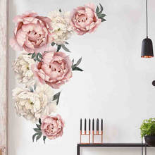 Pegatinas de papel tapiz con estampado de flores rosas de peonía, calcomanías de arte para guardería para niños, calcomanías de decoración de interiores para sala de estar, pegatina de pared 2024 - compra barato