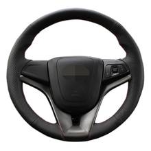 Black Steering Wheel Cover Hand-Stitched Soft Genuine Leather For Chevrolet Cruze 2009-2014 Aveo 2011-2014 Holden Cruze2010 2024 - buy cheap