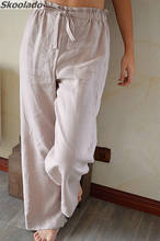 Women Linen long Pants Oversize 2019 Autumn Casual Pant Loose Lady Fabric Linen Cotton Pant Solid Color Female Harem Pants go 2024 - buy cheap