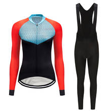 Conjunto de ropa de ciclismo para mujer, jersey de manga larga para bicicleta, maillot femenino para bicicleta de montaña, uniforme skinsuit, vestido 2021 2024 - compra barato