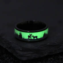 Christmas gift Elk ring Titanium Steel Luminous  Ring Christmas Jewelry Jewelry Wholesale glow in the dark rings for women 2024 - buy cheap