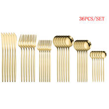 Gold Cutlery Set 18/10 Stainless Steel Golden Knives Forks Spoons Cutlery Set Kitchen Tableware Gold Dinnerware Set Dropshipping 2024 - buy cheap