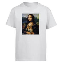 Мужская футболка с принтом Mona Lisa And shaba Inu, хлопковая футболка с коротким рукавом, черный и серый цвета, для тренировок, лето 2019 2024 - купить недорого