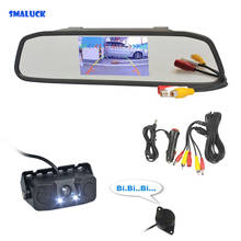 Smaluck auto alto-falante estacionamento monitor sistema de vídeo estacionamento radar sensor led câmera do carro + 4.3 "monitor espelho do carro 2024 - compre barato