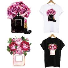 DIY Patch Flower  Perfume Bottle Patches Iron On Transfer for Clothing Thermo Heat-sensitive Sticker Transfer Girl T-shirt Decor 2024 - buy cheap