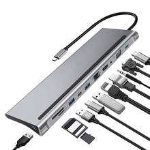 Usb c hub tipo c adaptador 11 em 1 87w porta do carregador 4 k hd, vga sd tf leitor de cartão 4 portas usb3.0 2024 - compre barato