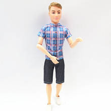 1/6 Boy Doll Clothes For Ken Doll Outfits For 1:6 BJD Doll Clothes Blue Plaid T-shirt & Shorts For Barbie Boyfriend Ken Kids Toy 2024 - buy cheap