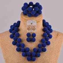 Conjunto de joias de miçangas africanas em forma de coração azul real para mulheres fzz108 2024 - compre barato