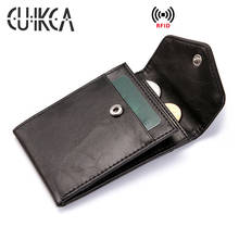 Cuikca carteira de couro rfid unissex, carteira pequena de couro, com porta-moedas e porta-cartão 2024 - compre barato