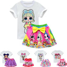 LOL Surprise Doll White T-shirt + Pleated Skirt Set for Kids Girls Summer Baby Children Cute Fashion Home Party Casual Clothes 2024 - buy cheap