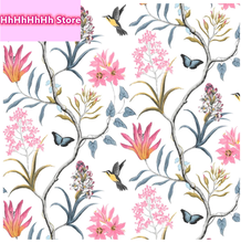 Floral Bird Wallpaper Modern Pink Flower Wallpaper Self Adhesive Living Room Bedroom Kitchen Bathroom Wall Paper Home Decoration 2024 - buy cheap