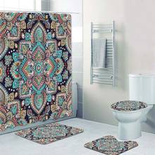 Oriental Indian Floral Paisley Medallion Shower Curtain Bathroom Curtain Abstract Mandala Boho Bathtub Accessories Mat Rug Decor 2024 - buy cheap