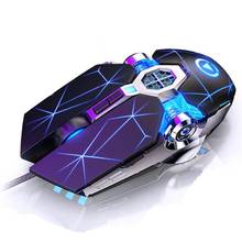Mouse gamer com fio, 3200 dpi, luz de fundo colorida brilhante, conector usb, design ergonômico para pc e notebook 2024 - compre barato