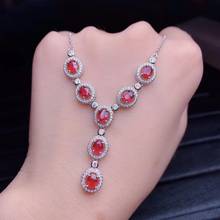 Wholesale 925 Sterling Silver Natural Red Sapphire Pendant 7 Stones Necklace for Women,4*5mm Gemstone FN700 2024 - buy cheap