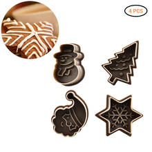 4Pcs Cookie Cutter Embossing Mold Set Christmas Themed Cute Cookies Cutter Pastry Plunger Fondant Cake Decorating Tools 2024 - buy cheap
