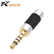 1PC Gold Plated Audio Wire connector 3.5mm Jack 4 Pole Stereo Male Plug Carbon Fiber Adapter Solder Connector for 6mm cable 2024 - buy cheap