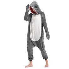Gray Animal Kigurumis Funny Onesies For Men Women Zipper Pajamas Adult Sleepwear Winter Warm Outfit Flannel Homewear Sleep Suit 2024 - buy cheap