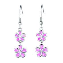 Simple Lovely Girl's Fashion Women Faux Opal Inlaid Flower Long Dangle Ear Hook Earrings Jewelry 2024 - buy cheap