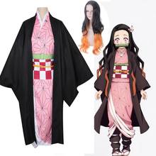 Blade of Demon Destruction, disfraz de kakado Nezuko, Kimono, vestido, pelucas de Kamado Nezuko, disfraces de Carnaval y Halloween, 2020 2024 - compra barato