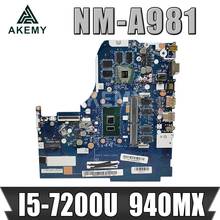 Akemy For Lenovo 510-15IKB Laptop Motherboard NM-A981 5B20M31226 with GT940MX 2GB 4GB RAM I5-7200U CPU 100% Tested 2024 - buy cheap