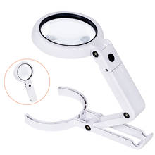 Foldable Magnifier 5X 11X Magnifier Lamp Portable Handheld Illuminated Magnifying Glass With 8 LED Lights for Newspaper 2024 - buy cheap