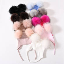 Winter Kids Beanie Hat Real Big Cute Two Fur Pom Pom Cap Boys Girls Baby Wool Knitted Warm Beanie Children Ears Hats 2024 - buy cheap