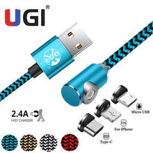 Магнитный зарядный кабель UGI провод для быстрой зарядки А, 1 м, 2 м, 3 м, Micro USB Type-C, для IOS, Samsung S8, S9, S10 2024 - купить недорого