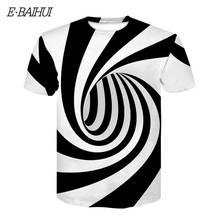 E-BAIHUI черно-белая футболка с гипнотическим принтом, футболки с короткими рукавами, мужские/женские топы, мужские 3D футболки D149 2024 - купить недорого