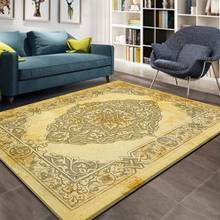 3D Yellow Ethnic Turkish Motif Wheel Carpet Cloth, Made In Turkey 2024 - buy cheap