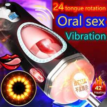 Heating Tongue Automatic Rotation Licking Penis Male Masturbator Cup Silicone Vagina Real pussy Moan Masturbate Sex Toys For Men 2024 - buy cheap