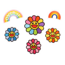 Flower DIY Iron On Patches Cloth Mend Decorate Clothes Apparel Sewing Decoration Applique Badges Rainbow 2024 - buy cheap