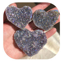 Aura Purple Amethyst Cluster Heart Shaped Crystals Healing Stones Natural Carved Gemstone For Decoration 2024 - buy cheap