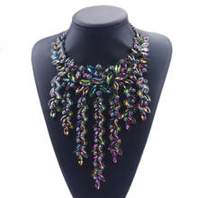 Elegant Distinguished Lady Jewelry 4 Colors Rhinestone Artificial Crystal Choker Tassel Pendants Necklace for Party 2024 - buy cheap