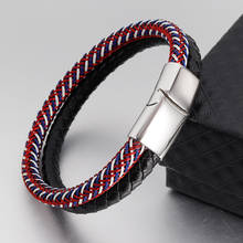 Pulseira masculina de couro de titânio, fecho magnético feito à mão, couro de vaca trançado, multicamadas, bracelete da moda, presente, joia 2024 - compre barato