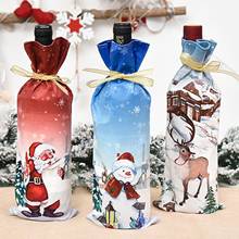 Cubierta antipolvo para botella de vino, adornos navideños para el hogar, decoración de mesa para cena, Papá Noel, Elk, muñeco de nieve, Año Nuevo 2021, 2020 2024 - compra barato