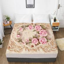 Lençóis de cama 3d com faixa elástica, 1 peça com lençol 160x20 0/200x200, cobertura para colchão, lençol, lindo flor 2024 - compre barato