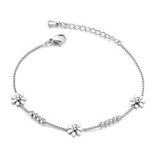 Titanium Steel 18K Rose Gold Plated Small Fresh Daisy Charm Bracelet Female Jewelry Chain & Link Bracelets B18196 2024 - buy cheap