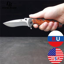 9" Wood Handle 5Cr15MoV   Folding Knife Self-defense Camping Knife Multi-function Tactical Survival Knife 2024 - buy cheap
