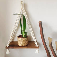 Wall Storage Shelf Woven Cotton Swing Rope Wooden Plate Living Room Bedroom Bathroom Wall Rack Boho Macrame Tapestries Rack 2024 - buy cheap