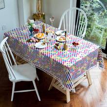 Colorful Striped Tablecloth Oilproof Children Baby Christmas Decoration Festive Wedding Home Garden Tea Coffee Table Cloth Cover 2024 - buy cheap