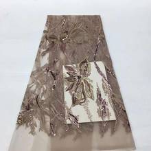 Exquisite evening dress design fabric sequin embroidery African lace Nigeria sequined mesh lace for dress skirt fabric 5yards 2024 - buy cheap