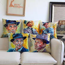 Film Character Frank Sinatra Watercolor Portrait Art Linen Cushion Cover Home Living Room Sofa Seat Decorative Throw Pillow Case 2024 - buy cheap