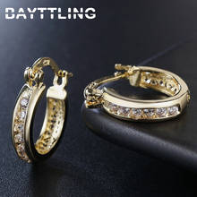 BAYTTLING New Silver Color 18MM Exquisite AAA Zircon Gold Multicolor Hoop Earrings For Women Luxury Party Gift Jewelry 2024 - buy cheap