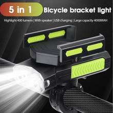 5 In 1 Bicycle Phone Holder Horn Front Light T6 Double Lamp Rotable USB Bike Light Usb Flashlight Cycling Accessories Mtb Parts 2024 - buy cheap